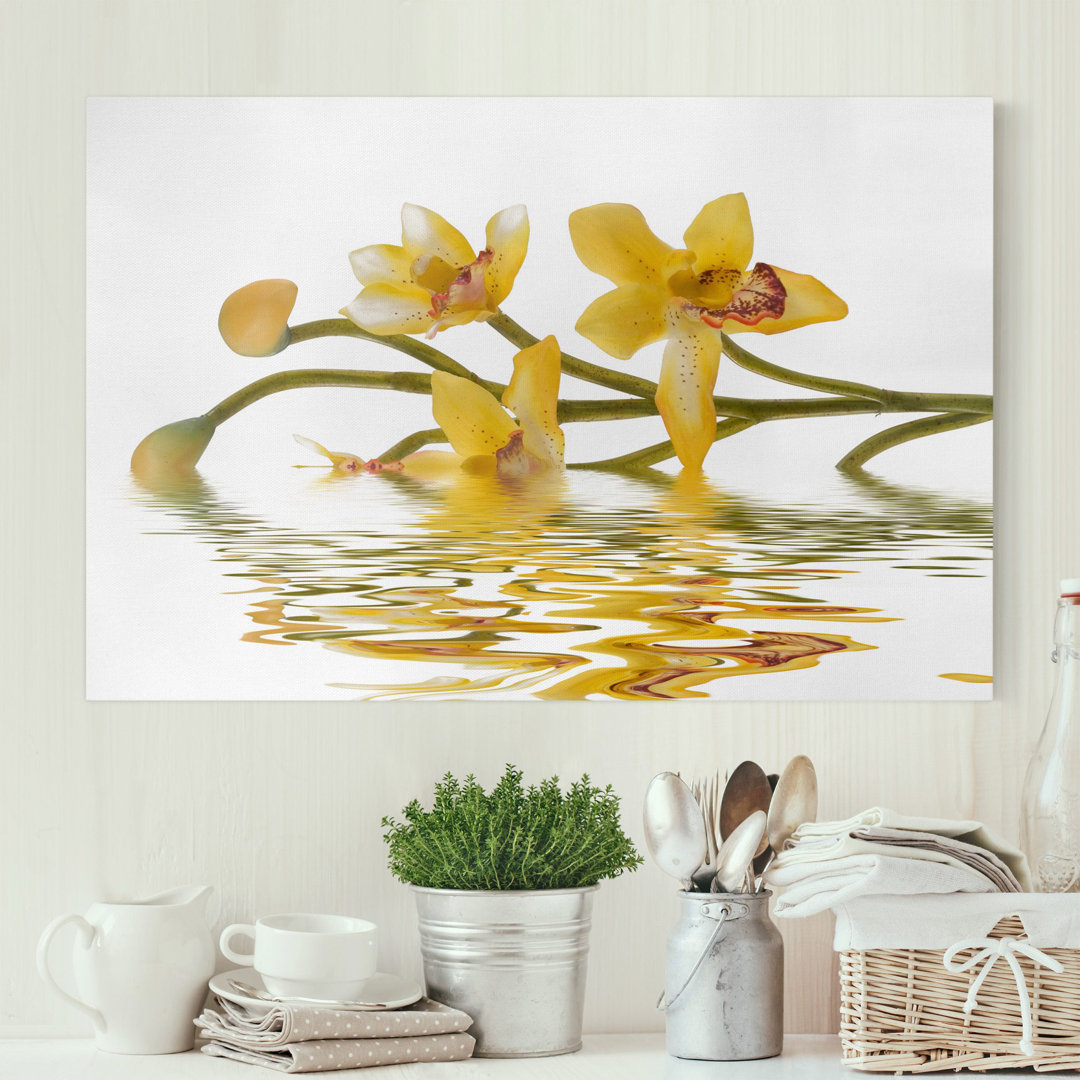 Leinwandbild Saffron Orchids on Water