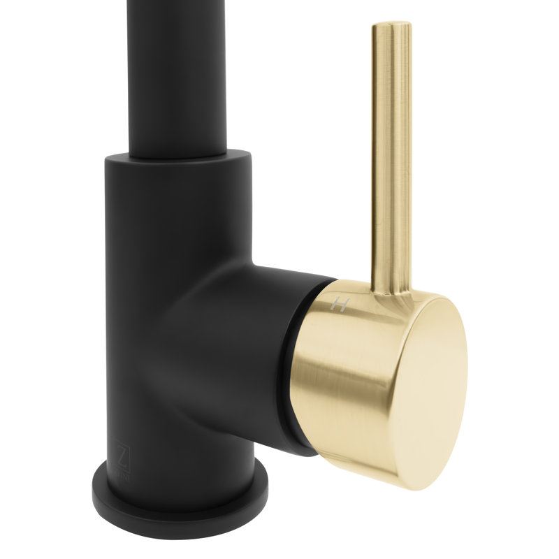 ZLINE Autograph Apollo Pull Down Spring Handle Kitchen Faucet, Matte Black;Champagne Bronze