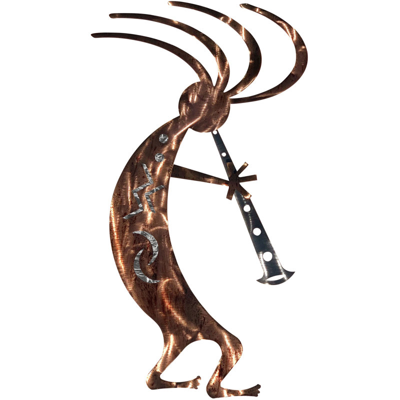 Meyerdirk Art, art mural sud-ouest en acier Kokopelli - argent, Argent