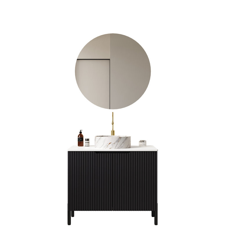 Meuble-lavabo autoportant pour salle de bain avec lavabo