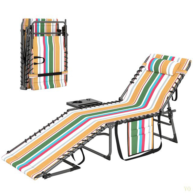 Fauteuil de bronzage élégant, chaise longue pliante pour l'extérieur, Multi-couleur