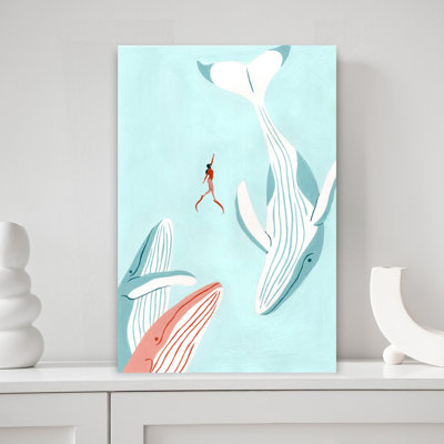 Contemporary Art Contemporary Whale Ocean Wall Art 1 Piece Wrapped Canvas Wall Art