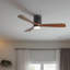 Ventilateur de plafond de 52 pouces avec lumière, 3 pales en bois, télécommande, moteur à courant continu réversible pour le salon (noir + noyer foncé)