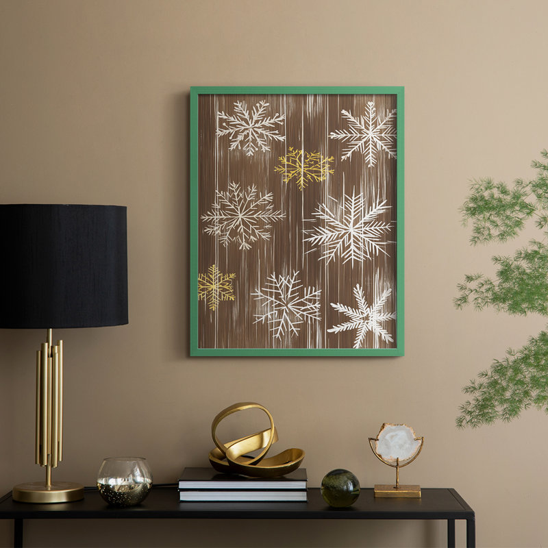 Reproduction d'art encadrée «Christmas Holiday» - bois massif, H 11 po x l 9 po, Vert