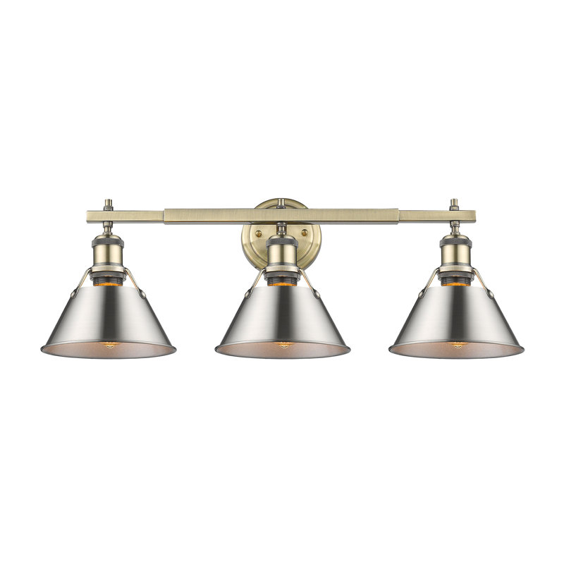 Felda 3-light fixture, Aged Brass, Pewter