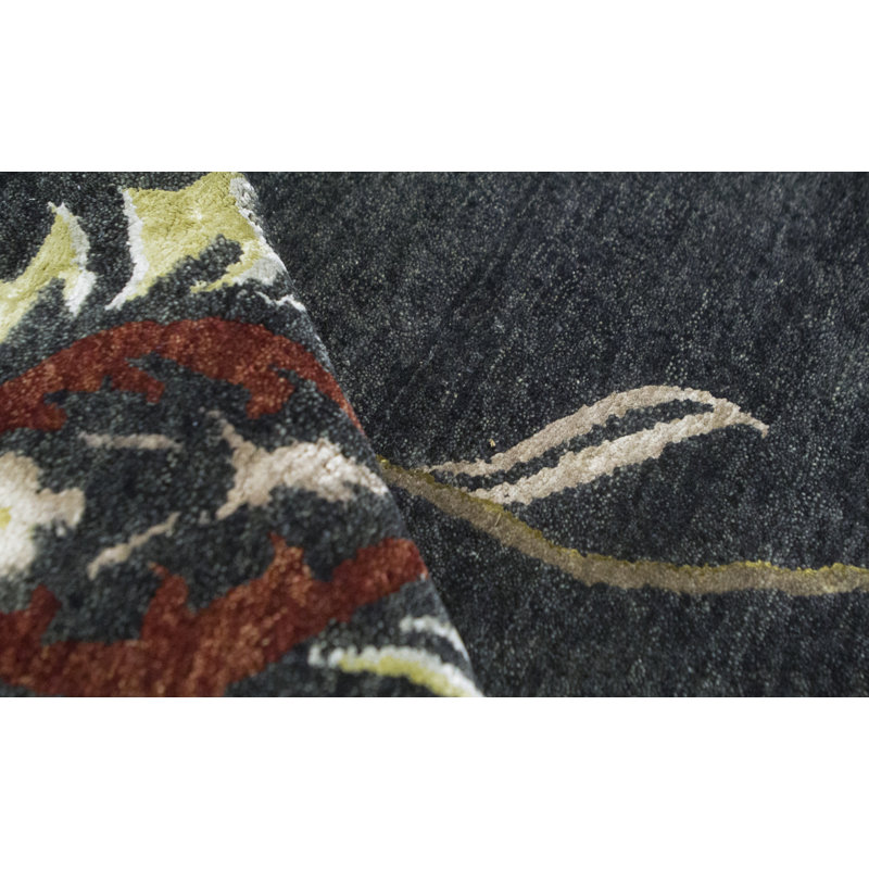 Tapis bleu et rouge noué à la main de haute qualité