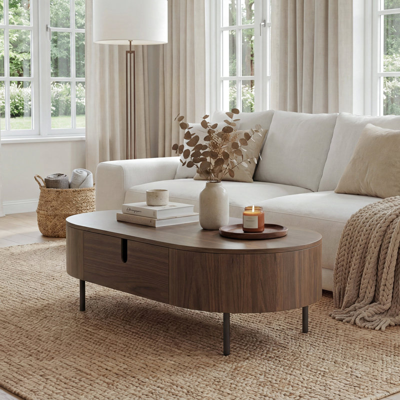Table basse moderne en bois avec tiroirs