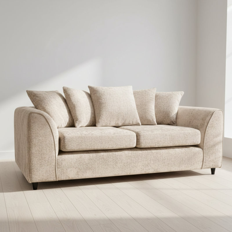 3 Seater Chenille Sofa, Beige