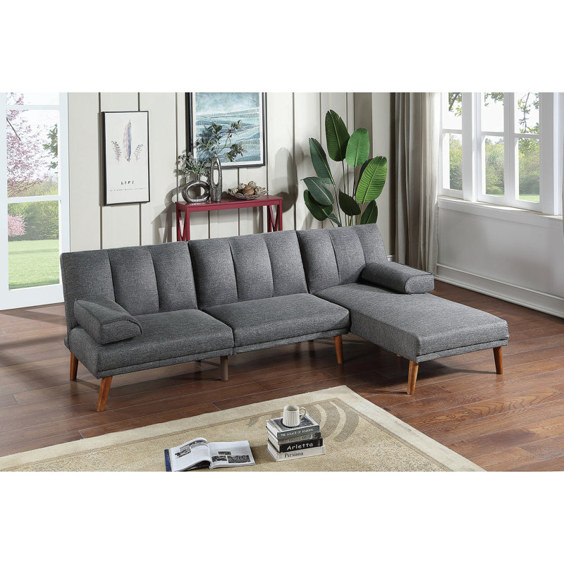 Méridienne réglable en polyfibre, canapé de salon, Gris, Noir