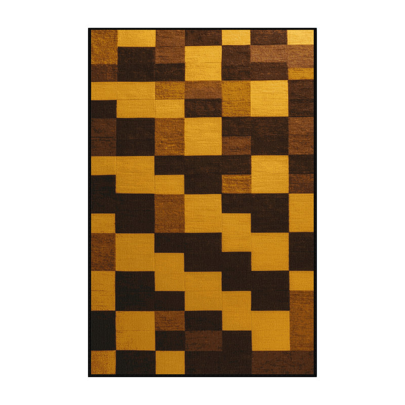 Tapis brun à carreaux lavable à la machine, Rectangle 2 pi x 3 pi