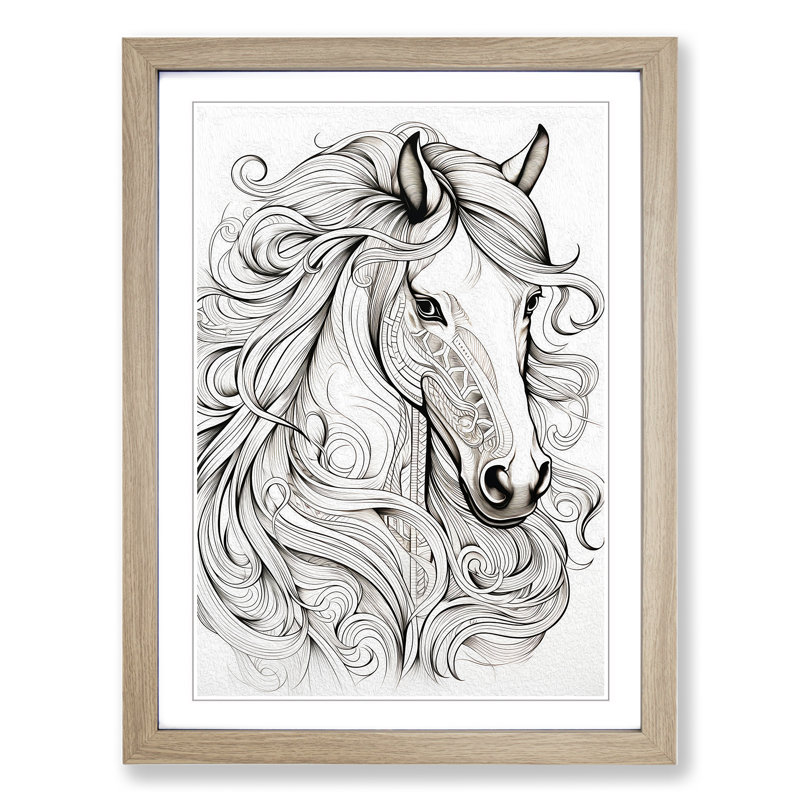 XYZ-FRM-V1223-3670 Horse Line No.3 - Single Picture Frame Print on Wood