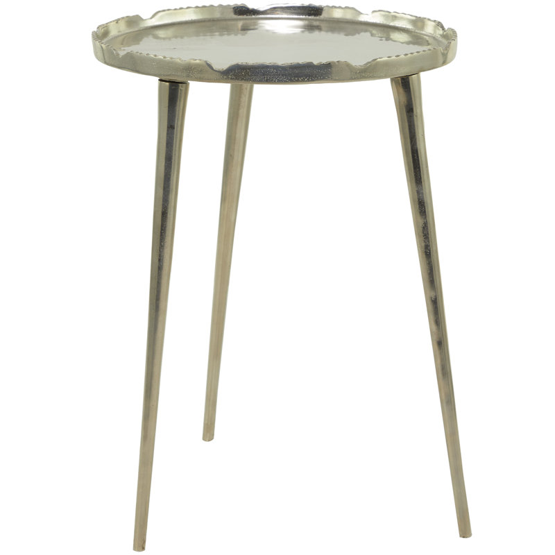 Ilay Aluminum Metal Side End Accent Table with Tray Top, Silver
