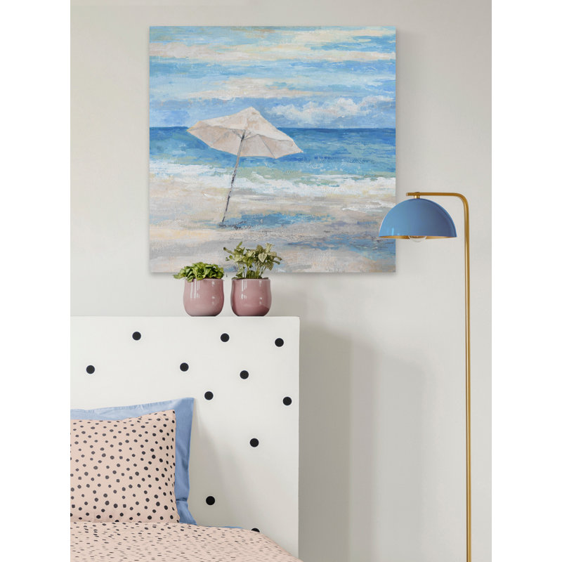 Beach Parasol - Wrapped Canvas Painting, 45 cm H x 45 cm W x 3.81 cm D