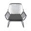 Fauteuil club tissé avec coussins et structure en acier robuste