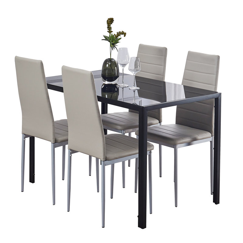 Ensemble repas pour 4 personnes Ivyona, Noir, Noir, noir, noir, noir, Gris / argent
