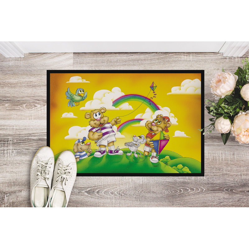 Tapis d'extérieur antidérapant Brendis Bears Flying a Kite, Rectangle 2 pi x 3 pi