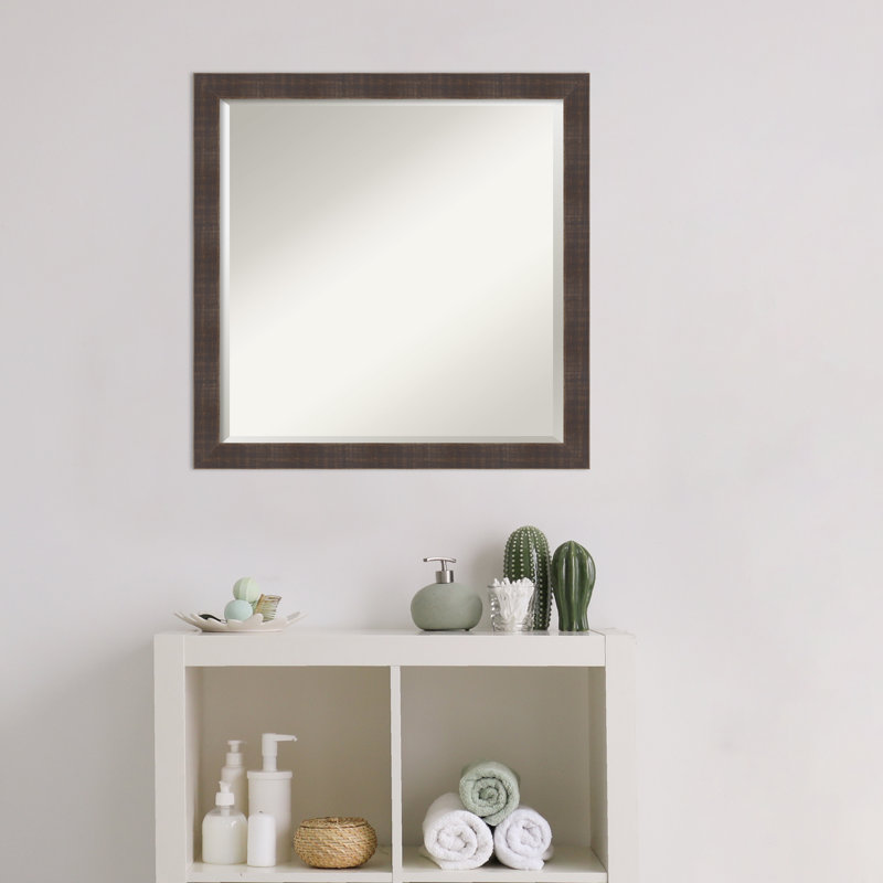 Josheph Flat Wall Mirror, 22.25" x 22.25", Brown