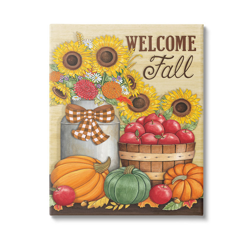 Art automnal sur toile «Fall Harvest Welcome» par Deb Strain, H 30 po x l 24 po x P 1,5 po
