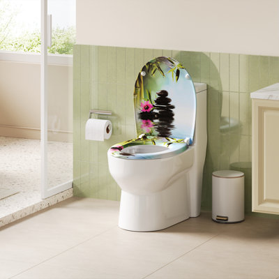 O-Shape Soft-Close Toilet Seat With Quick-Release Function And Decorative Motif, Top Or Bottom Mounting, 175Kg Load Capacity