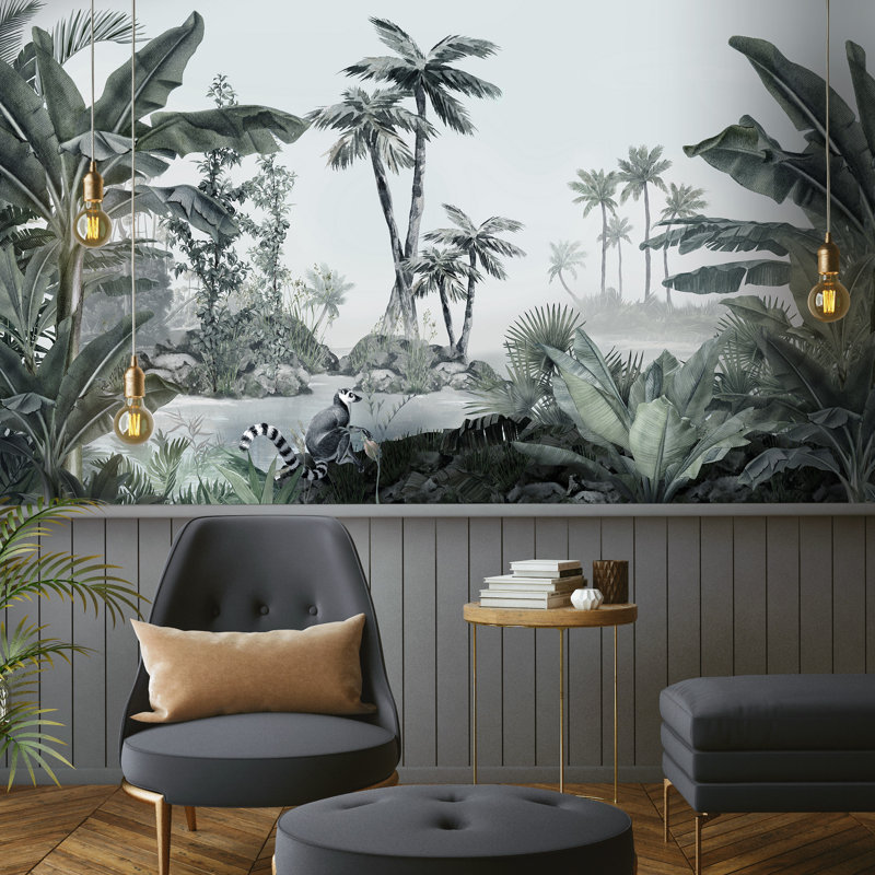 Murale de papier peint paradis tropical, L 792 po x l 122 po, Vert