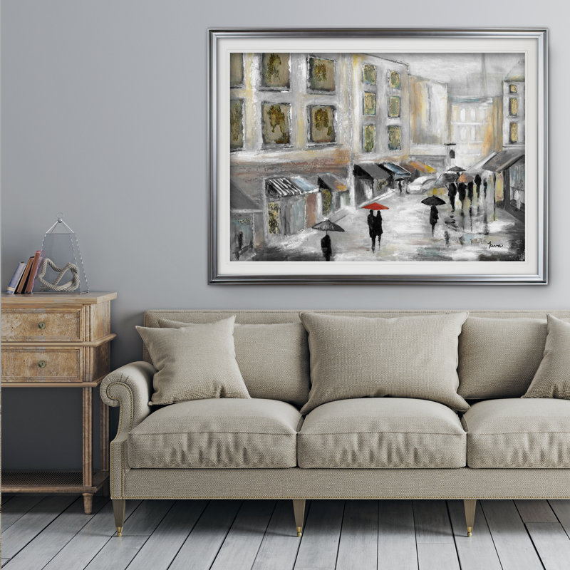 « sunday market », impression, Cadre argenté, H 31 po x l 43 po x P 1,5 po