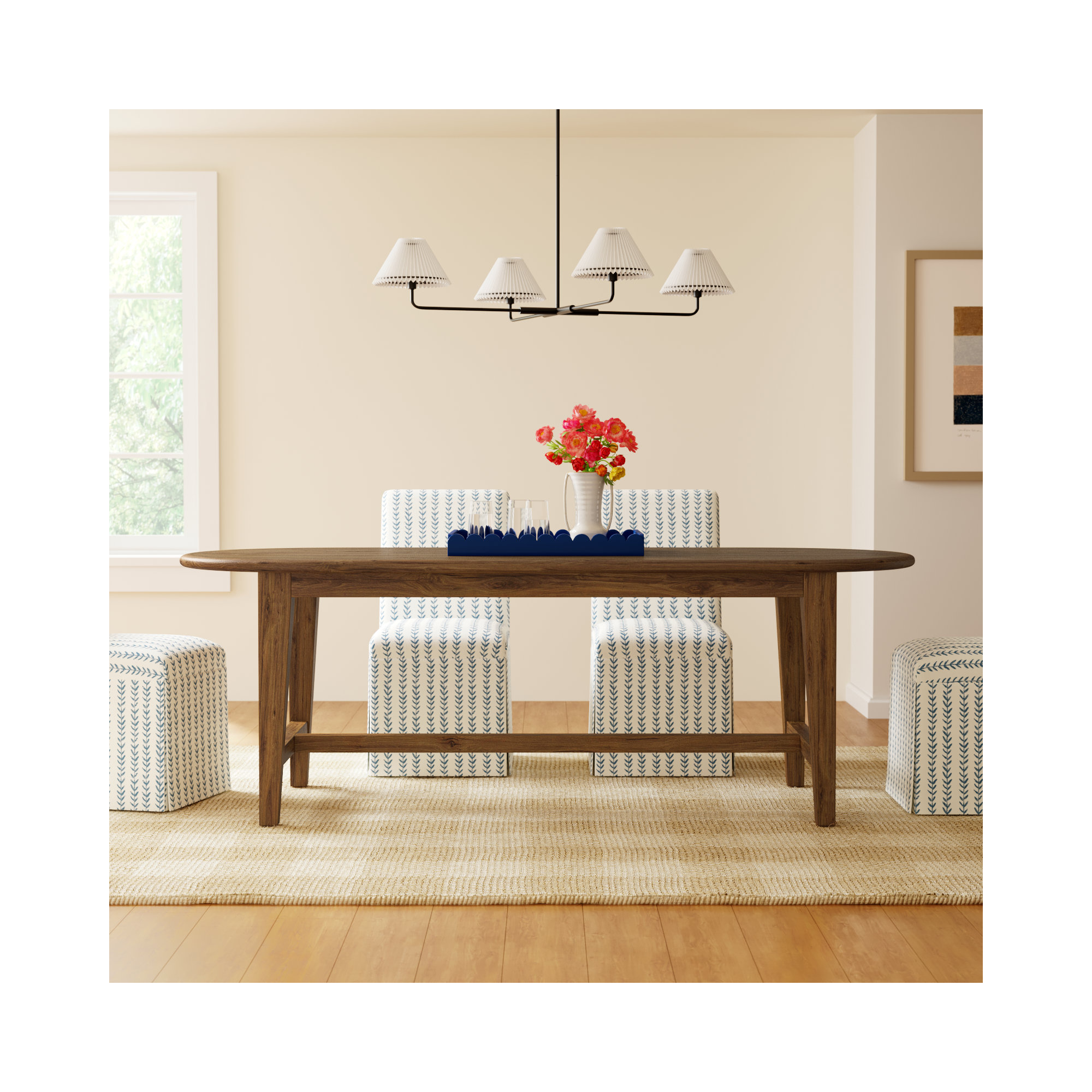 Isadore Solid Wood Dining Table, Honey Pine, 30" H x 110.25" L x 35.5" W