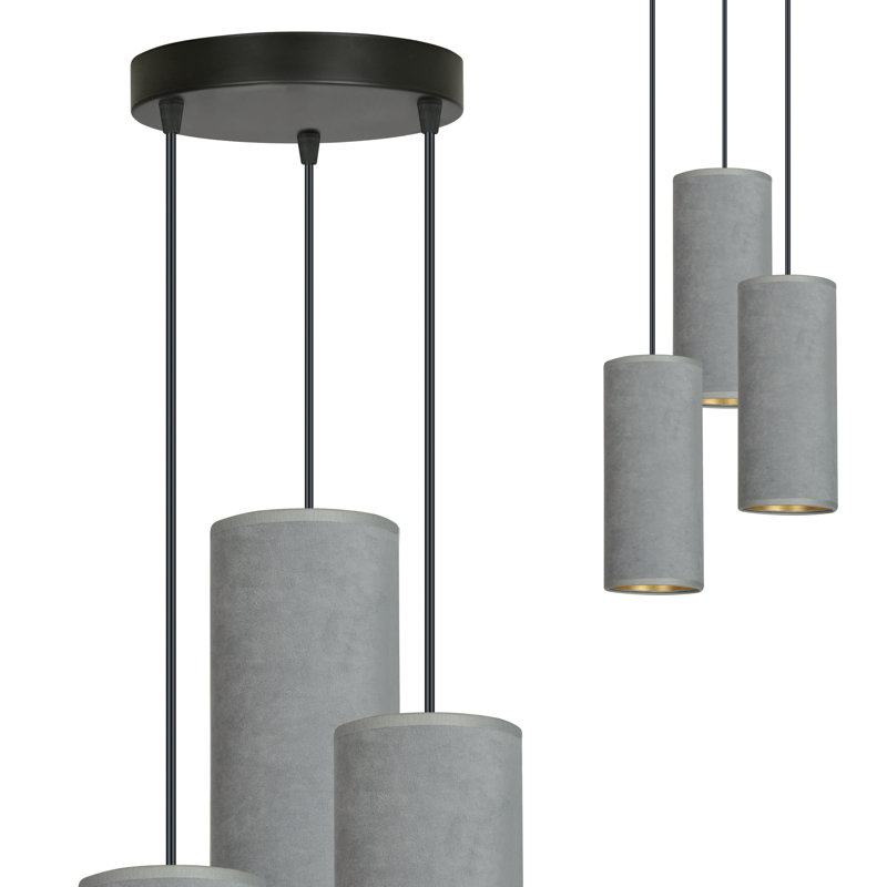 Ealidh 3 - Light Steel Cluster Pendant, Grey