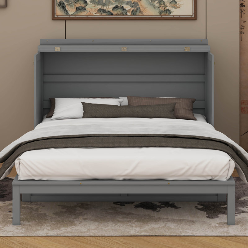 Queen Size Wall-Mounted Murphy Bed, Grey