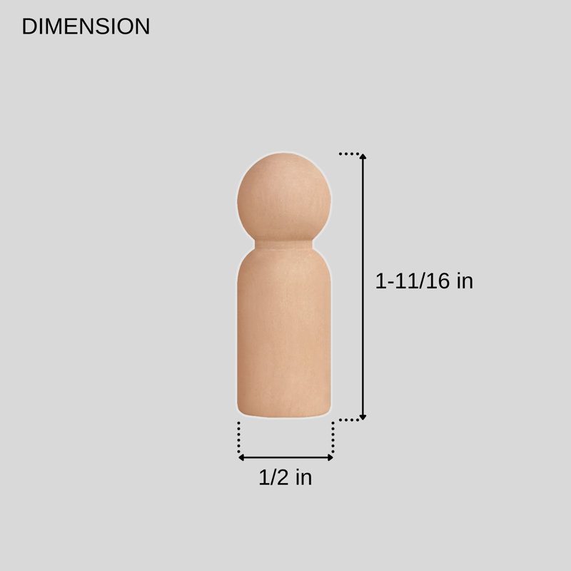Ilot Peg Dolls Inachevé petit garçon 1-11 / 16 pouces paquet de 30 personnes en bois pour artisanat pièces d'échecs