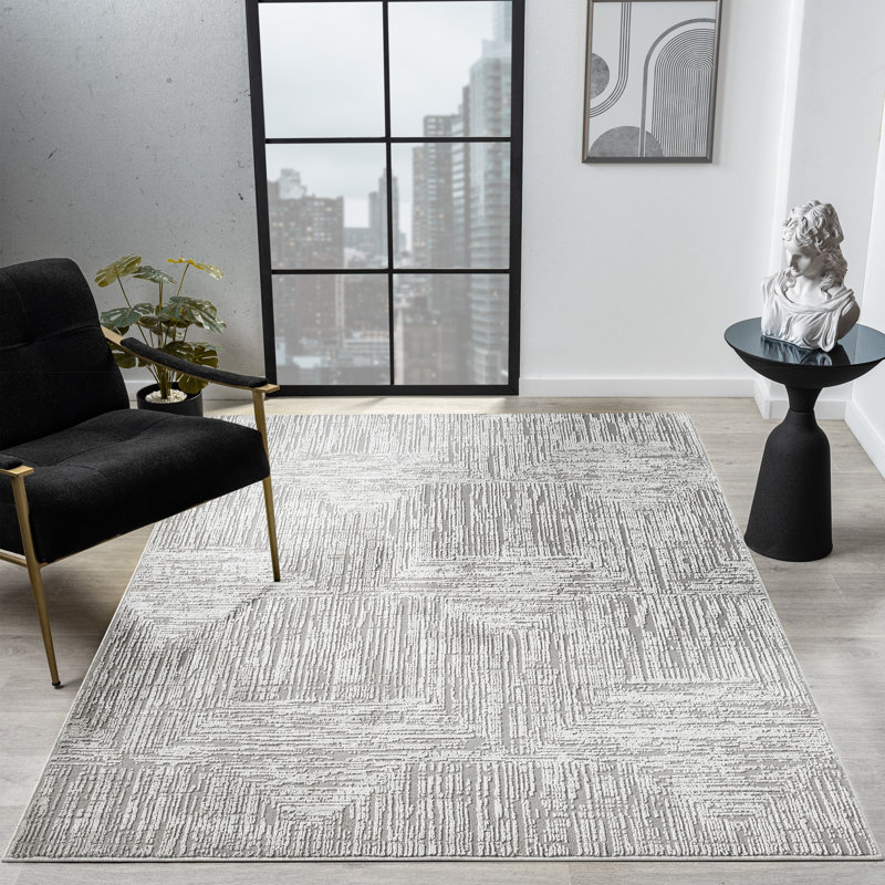 Modern Solid Textured Area Rug, Rectangle 5' x 7'