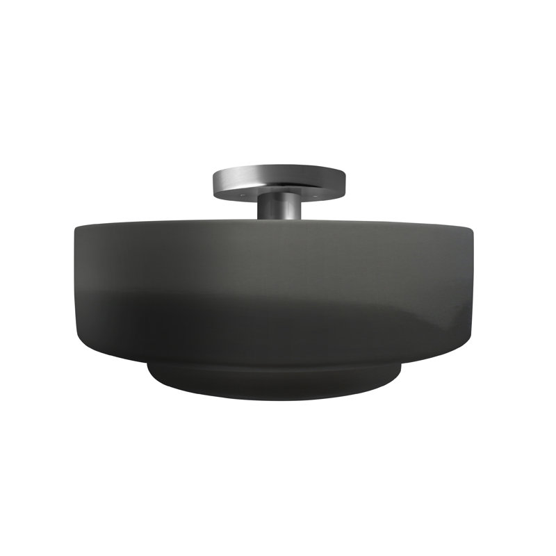 Plafonnier semi-encastré Radiance, Gris brillant, H 7,25 po x l 14,5 po x P 14,5 po, Nickel brossé