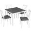 Ensemble de salle à manger 5 places avec 4 chaises, design moderne, gris et blanc, bois massif, plateau chauffant, montage facile pour petits espaces, 4 places assises confortables, à monter soi-même.