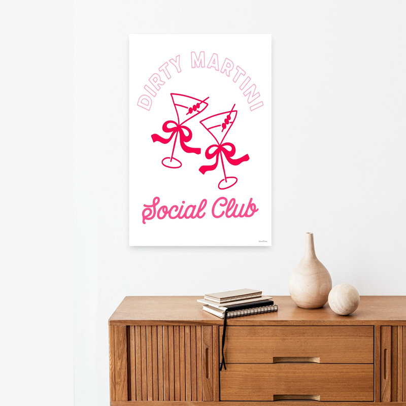 «Social Club Martinis with Bows», art abstrait rétro, art mural, H 24 po x l 16 po