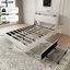 Structure de lit plateforme double avec tête de lit ergonomique, rangement, prises de courant, silencieux, sans sommier, métal blanc pour chambre à coucher-1264710850