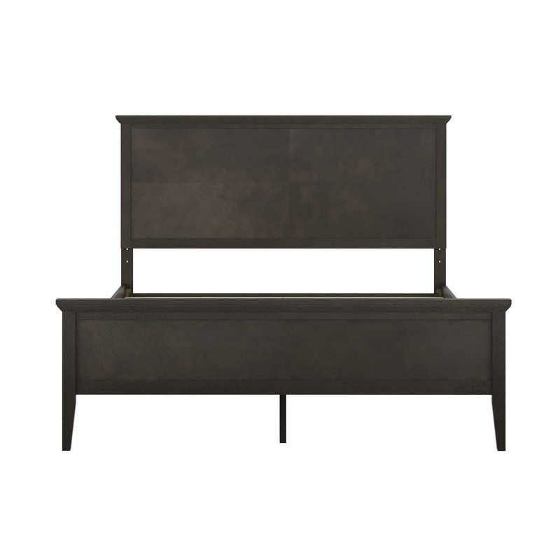 Base de lit plateforme en bois massif Ajanique avec tête et pied de lit, Grand, Gris