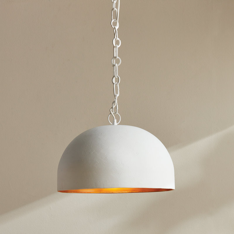 Thayer Dome Pendant, 10.5" H x 18" W x 18" D, White