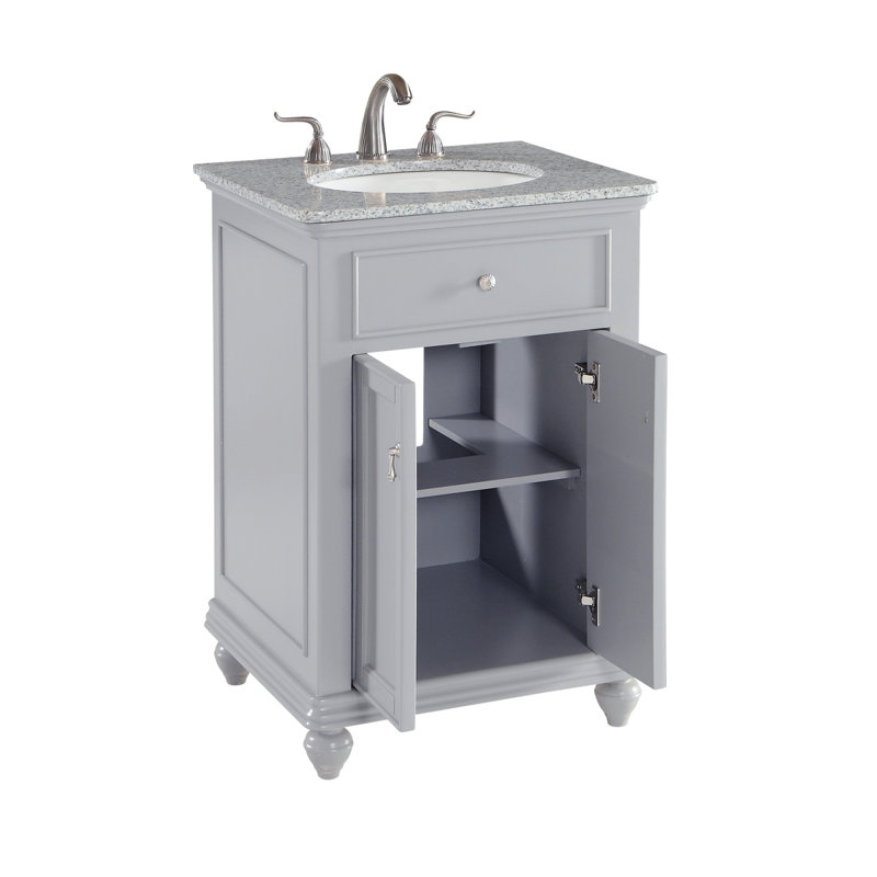 Otto 24'' Single Bathroom Vanity with Top, Antique White, Light Gray