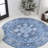 Abhirami Ornate Medallion Machine-Washable Blue/Navy Rug-1882057446
