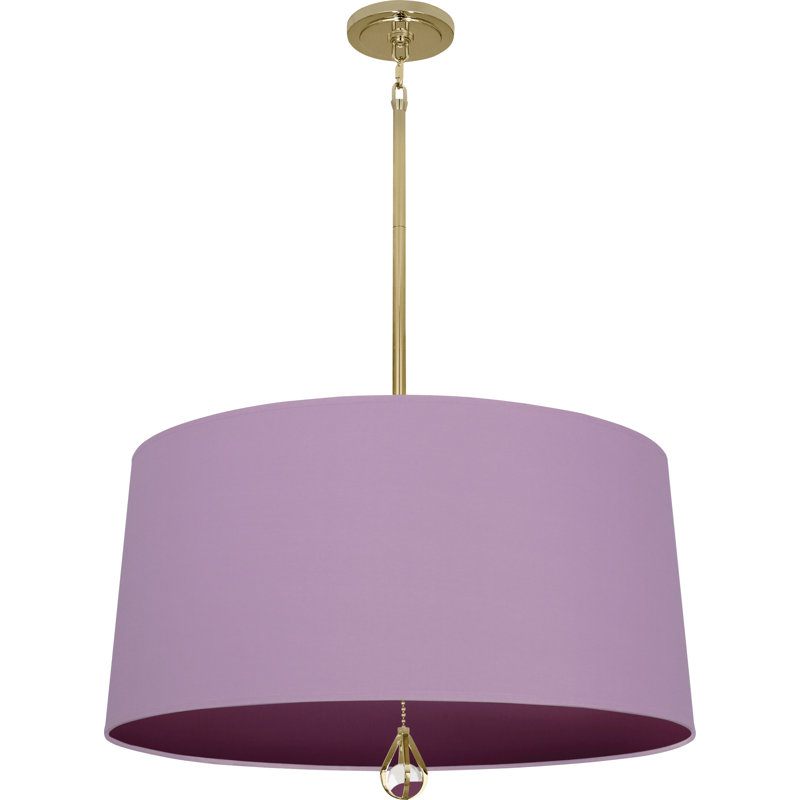 Custis 3 - Light Drum Chandelier, Ludwell Lilac/Greenhow Grape Lining, Modern Brass