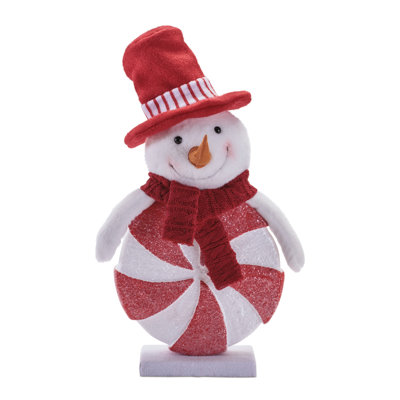 Figurine bonhomme de neige avec chapeau rouge