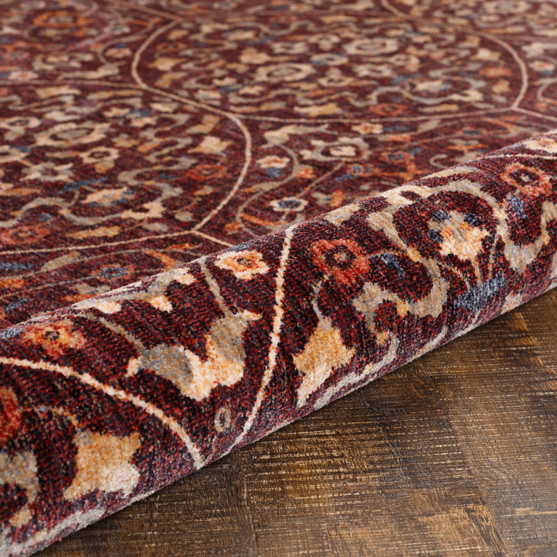 Tapis floral à poils longs bourgogne, Rectangle 8 pi x 10 pi