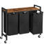 Wood Rolling Laundry Basket with Handles-900587738