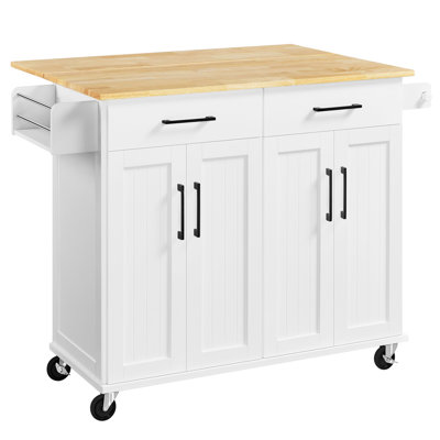 36″ H Kitchen Island Cart with Storage Drawers and Wheels by Yaheetech