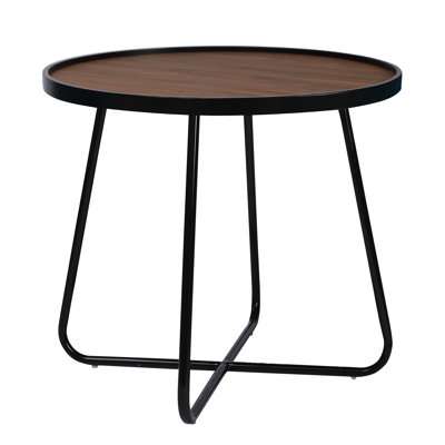 Round Walnut Wood Sable Edge End Table