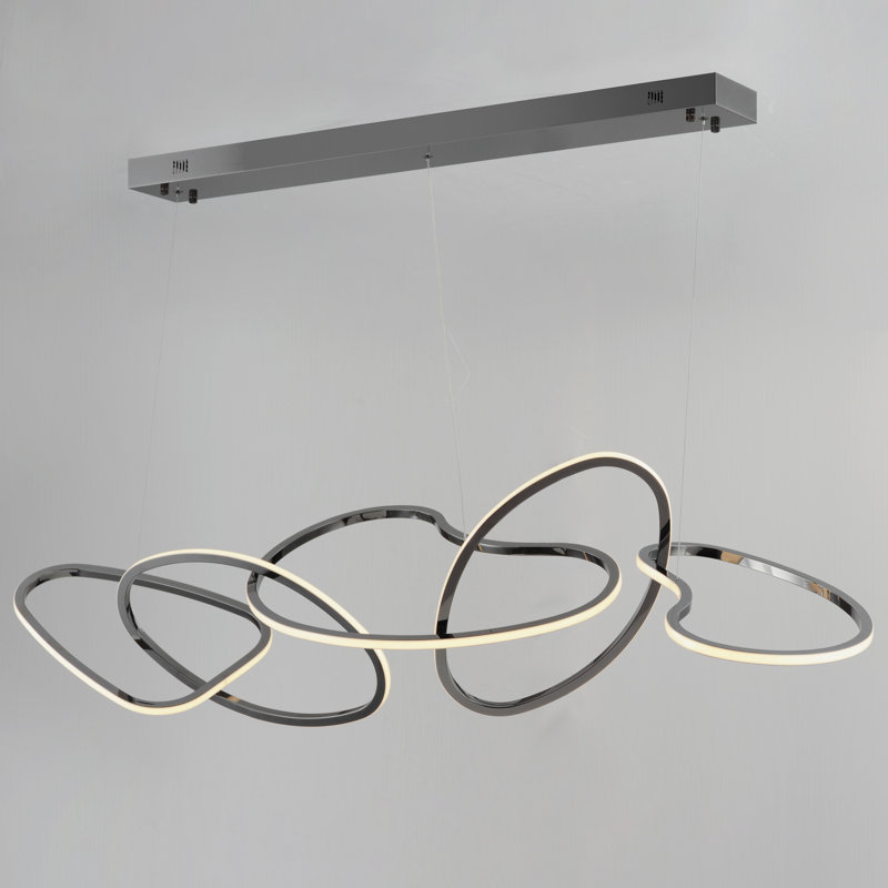 Unity Black Chrome LED 50W Adjustable Height Kitchen Island Pendant