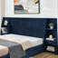 Base de lit plateforme avec rangement moderne, tête de lit en velours brillant avec bibliothèques latérales et tiroir, matelas non inclus-1061938742-1061938741