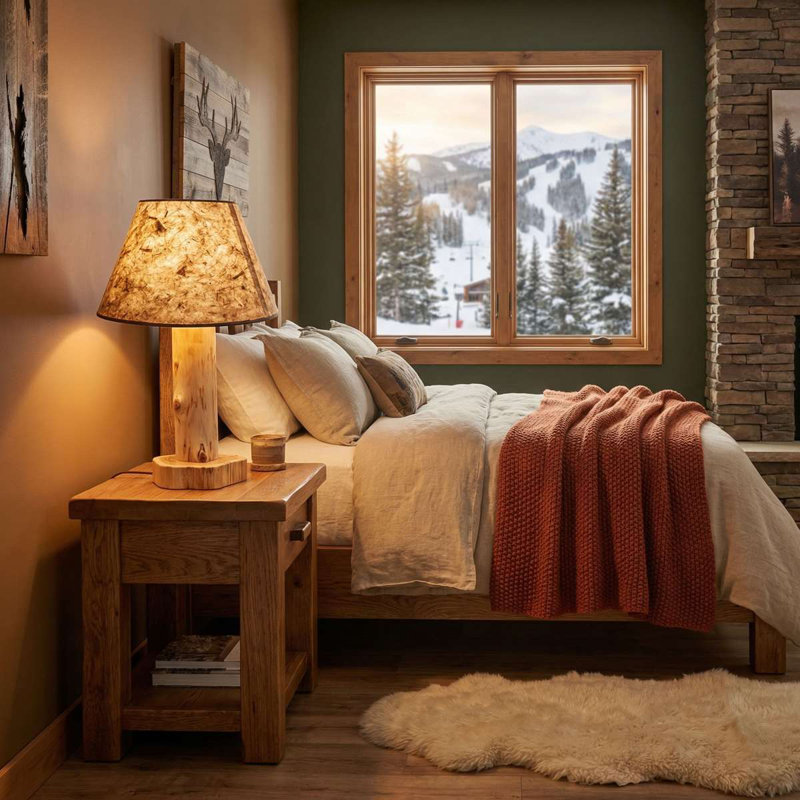 Fireside Lodge Cedar Log Table Lamp without Lamp Shade - Natural, No Shade, Traditional