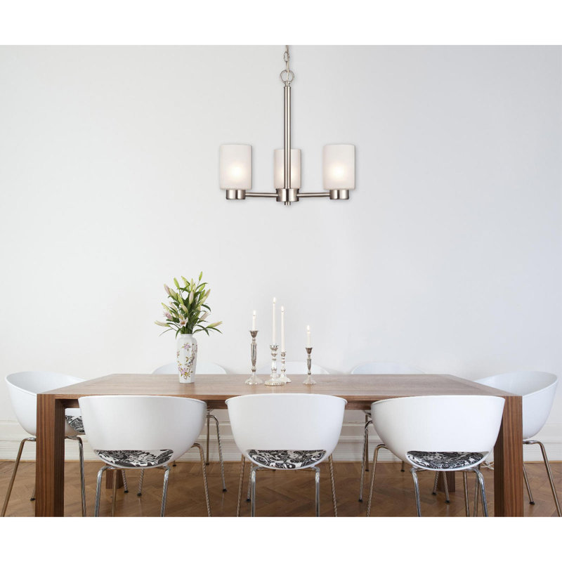 3 - Light Dimmable Classic / Traditional Chandelier, Brushed Nickel