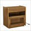 Table de chevet moderne Mid Century avec station de charge, 2 tiroirs et tablette ouverte - noyer clair