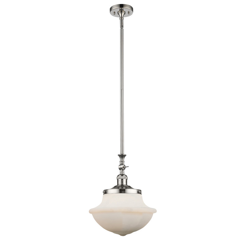 Luminaire suspendu simple à 1 lumière Baptiste, Blanc mat, Ampoule DEL 6 watts Vinage, Nickel poli